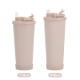Minimalist Double-Layer Vacuum Stainless Steel Straw Cup Ceramic Liner Handle Absorb Bounce Thermos Cup for Hot Cold Drinks