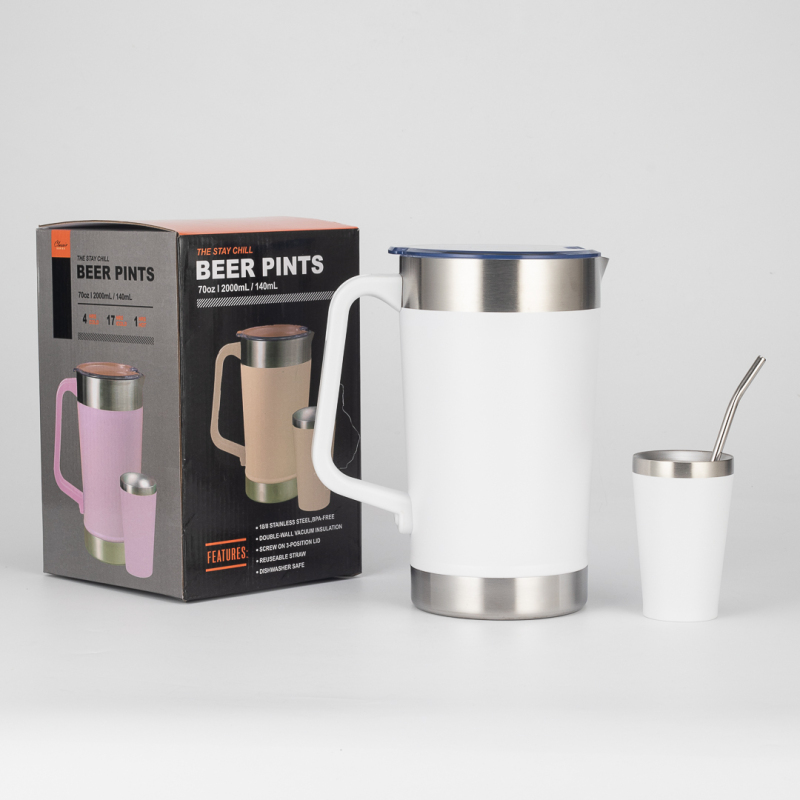Thermal Mug 64oz Hot Sale Double Wall Stainless Steel Vacuum Insulated Beer Cups Outdoor Tumbler with Handle
