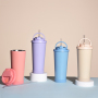 New 710ml Stainless Steel Double Layer Straw Cup Can Suck Pearls Portable Handle Insulated Drink Tumbler for Office & Home Use