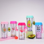 Coocodrink New 450ml Double-Wall BPA-Free Drinking Cup Outdoor Portable Bottle Cute Cartoon Design Water Tumbler with Keychain for Children