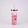 Mother's Day Cup Set 700ML Tumbler Vacuum Stainless Steel Straw Flower Tumblers  Customized Big Capacity Cup