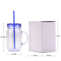 Coocodrink Wholesale Double-Layer Plastic Transparent Mason Bottle for Home & Office Daily Casual Cup with Straw Rooster Cup with Handle
