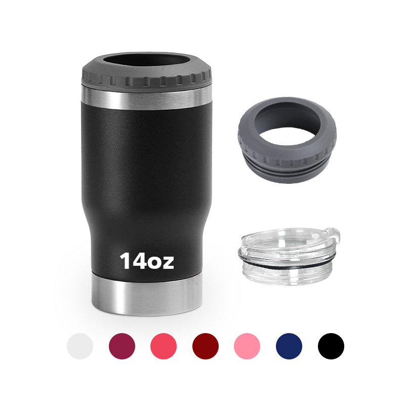 Coocodrink Custom logo 14 oz Cola Travel Car Beer Double Wall Stainless Steel Insulated 4 in 1 14oz Coffee Mug Drinking Can Cooler