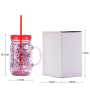 Coocodrink New 20oz Double-Layer Plastic Transparent Mason Bottle for Home & Office Christmas Present Cup with Straw Portable Rooster Cup