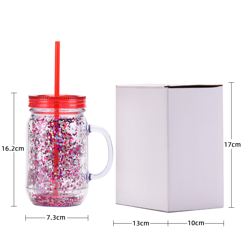 Coocodrink New 20oz Double-Layer Plastic Transparent Mason Bottle for Home & Office Christmas Present Cup with Straw Portable Rooster Cup