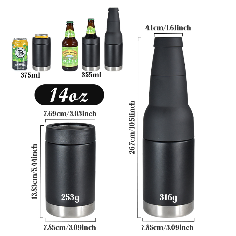 Coocodrink Custom Australia 14oz Metal Stainless Steel Insulated Bottom Opener Cooler Suitable 375ml Soda Beer Stubby Holder Can Cooler