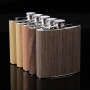 Coocodrink Custom logo Promotion Gift Travel Portable Wooden 6oz Stainless Steel Hip Flask Wholesale Metal Wood Grain Whisky Flask