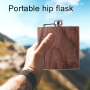 Coocodrink Custom logo Promotion Gift Travel Portable Wooden 6oz Stainless Steel Hip Flask Wholesale Metal Wood Grain Whisky Flask