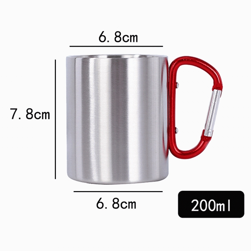 Wholesale Custom LOGO Climbing Travel Camping Outdoor Stainless Steel Mugs Insulated Coffee Mug Carabiner Mug With Buckle