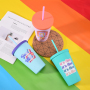 Custom Simple Pattern Frosted Straw Cup Cute 16Oz Candy Color Plastic Tumbler Double Wall Plastic Coffee Cup for Party