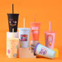 Custom Simple Pattern Frosted Straw Cup Cute 16Oz Candy Color Plastic Tumbler Double Wall Plastic Coffee Cup for Party