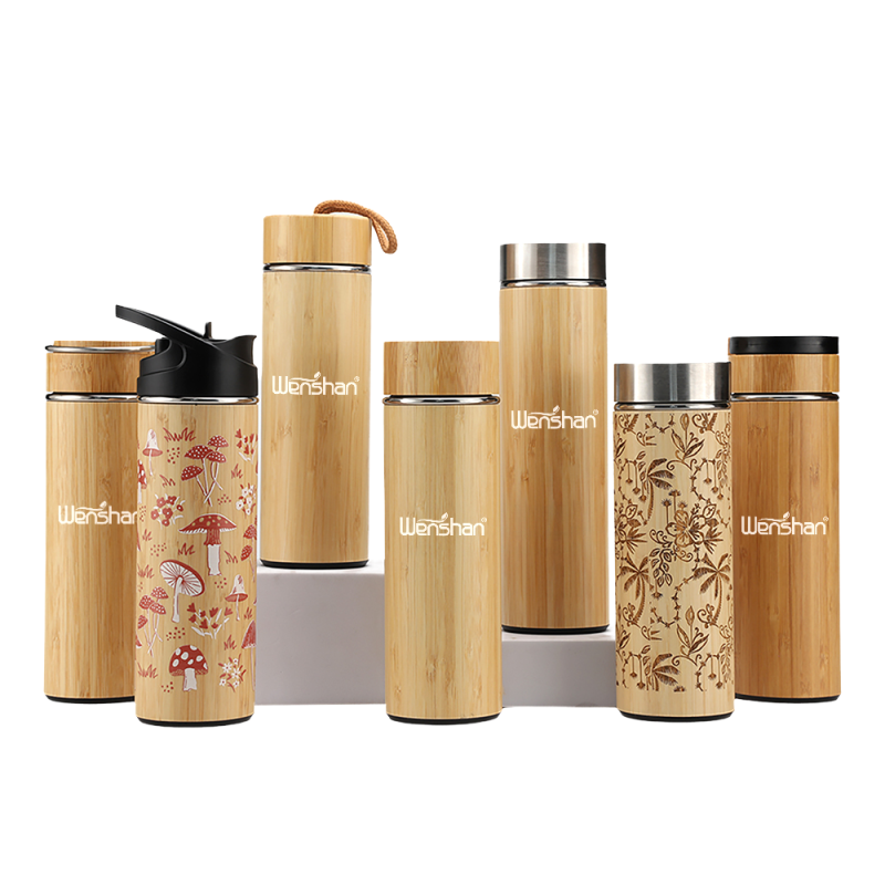 New Bamboo Shell Cup with 304 Inner Lining and Double-layer Stainless Steel Material, logo Optional
