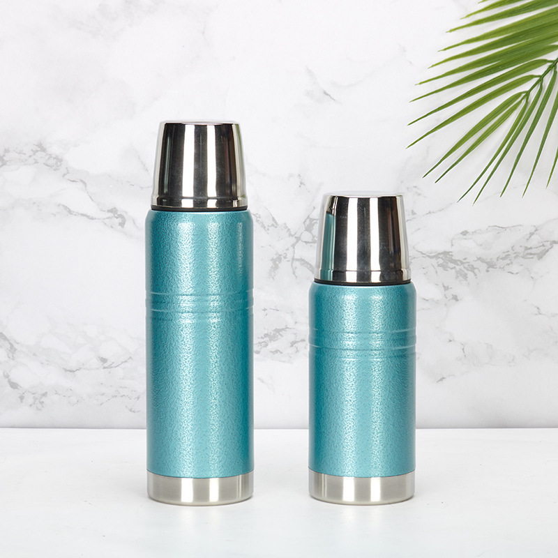 High Quality Custom logo Travel Large Capacity Bottle Double Wall Vacuum Insulate Tumbler Bullet Thermos with Cup Lid.