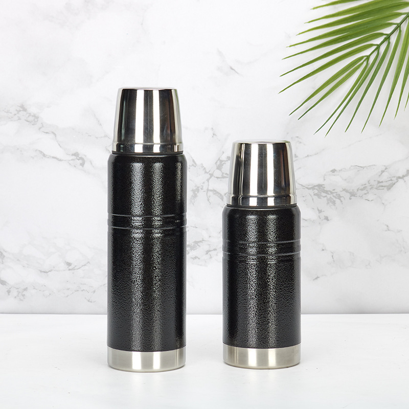 High Quality Custom logo Travel Large Capacity Bottle Double Wall Vacuum Insulate Tumbler Bullet Thermos with Cup Lid.