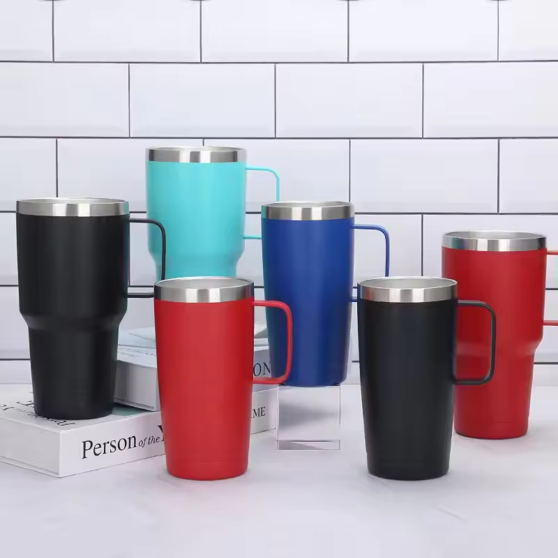 Travel Coffee Mug 20 oz Stainless Steel Tumbler With Handle Stainless Steel Double Wall Coffee Mug Tumbler