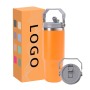 Reusable Stainless Steel Roller Cup With Leak-Proof Flap With Straw and  Lifting Handle