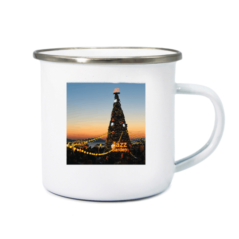 Coocodrink Custom Logo Business Gifts Sublimation Outdoor 11oz 350ml Camping Enamel Coffee Mug with Stainless Silver Rim