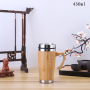 Eco Friendly Bamboo Water Bottle With Logo 450ml Portable Single Wall Stainless Steel Bamboo Water Bottle