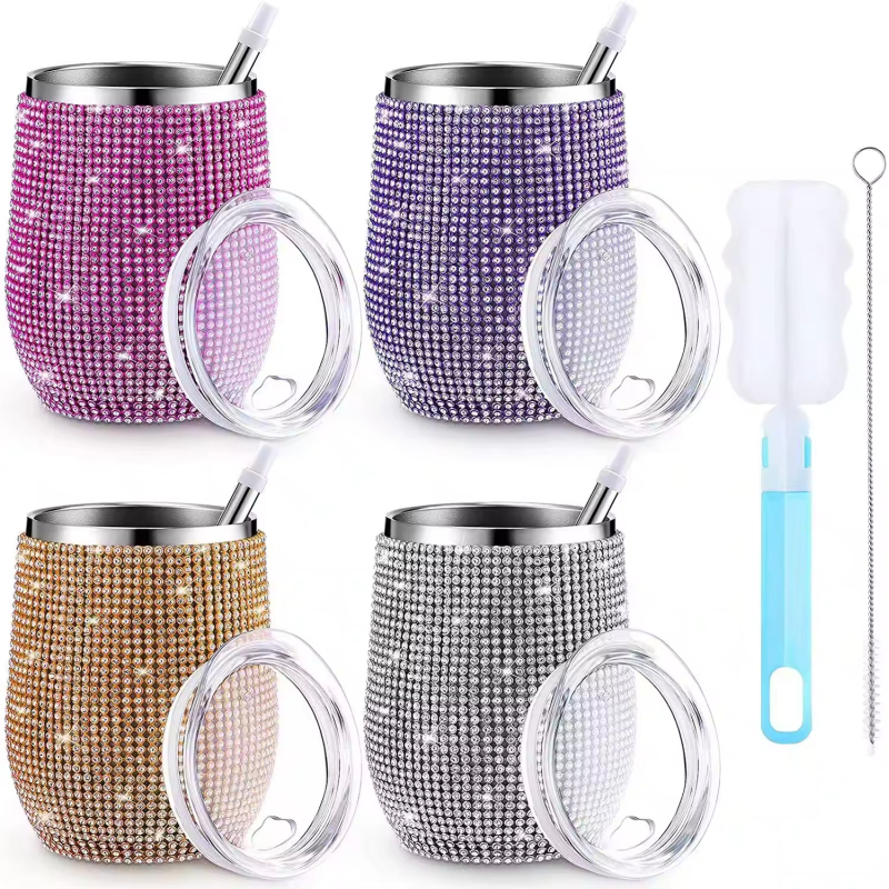 Manufacturers Popular Mug Cup Stick Diamond Drinkware Bling Double Layer Stainless Steel Bottle