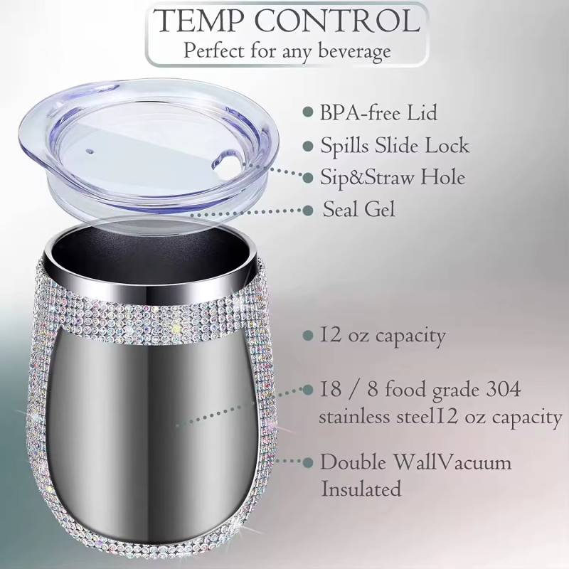 Manufacturers Popular Mug Cup Stick Diamond Drinkware Bling Double Layer Stainless Steel Bottle