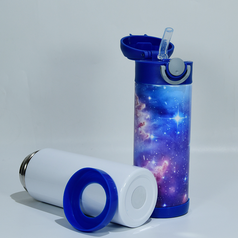 Coocodrink BPA Free New Product 12oz Sublimation Blank Water Bottle Bounce Flip Lid Double Wall Stainless Steel Kids Tumbler