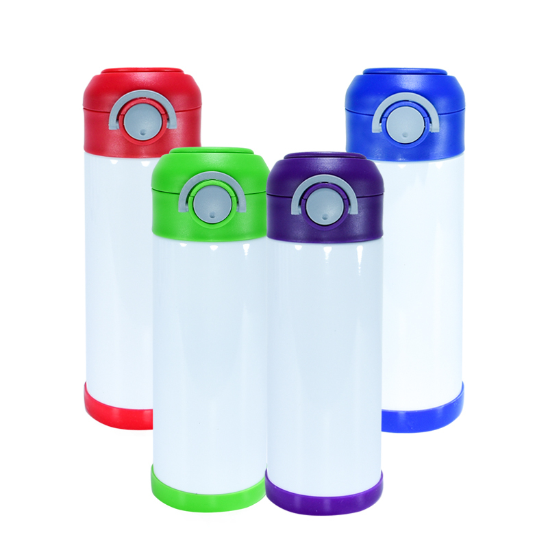 Coocodrink BPA Free New Product 12oz Sublimation Blank Water Bottle Bounce Flip Lid Double Wall Stainless Steel Kids Tumbler
