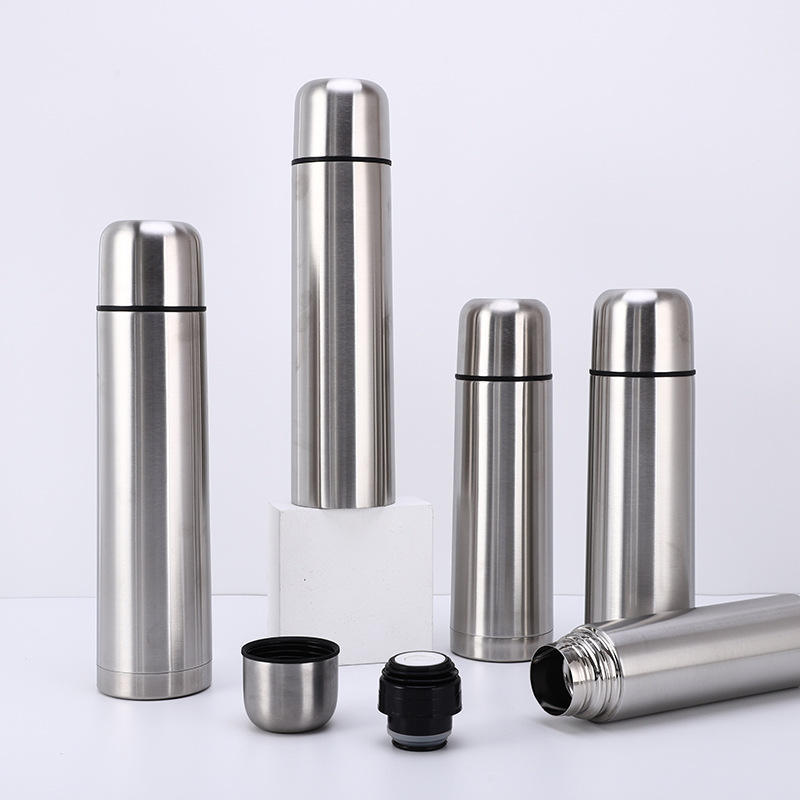 350ml/500ml/750ml/1000ml Wholesale Vacuum Flask Stainless Steel Double Wall Insulated Bullet Shaped Flask