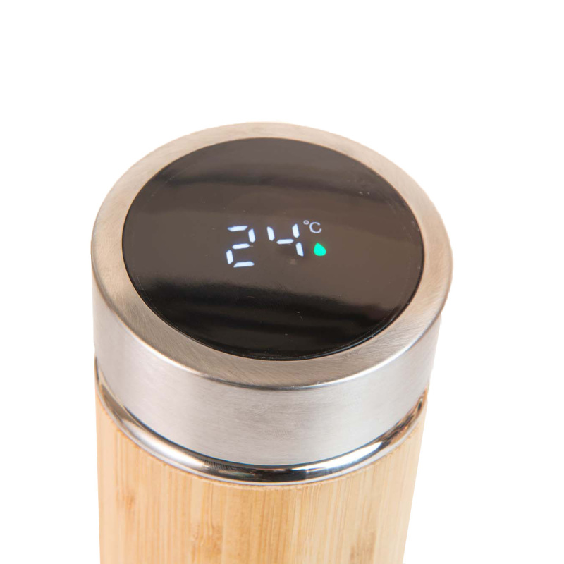 Coocodrink 500ml Custom Logo Bamboo Flask Thermoses Cup Bamboo Water Bottle with Stainless Steel New Bamboo Mug