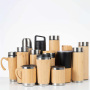 Coocodrink 500ml Custom Logo Bamboo Flask Thermoses Cup Bamboo Water Bottle with Stainless Steel New Bamboo Mug