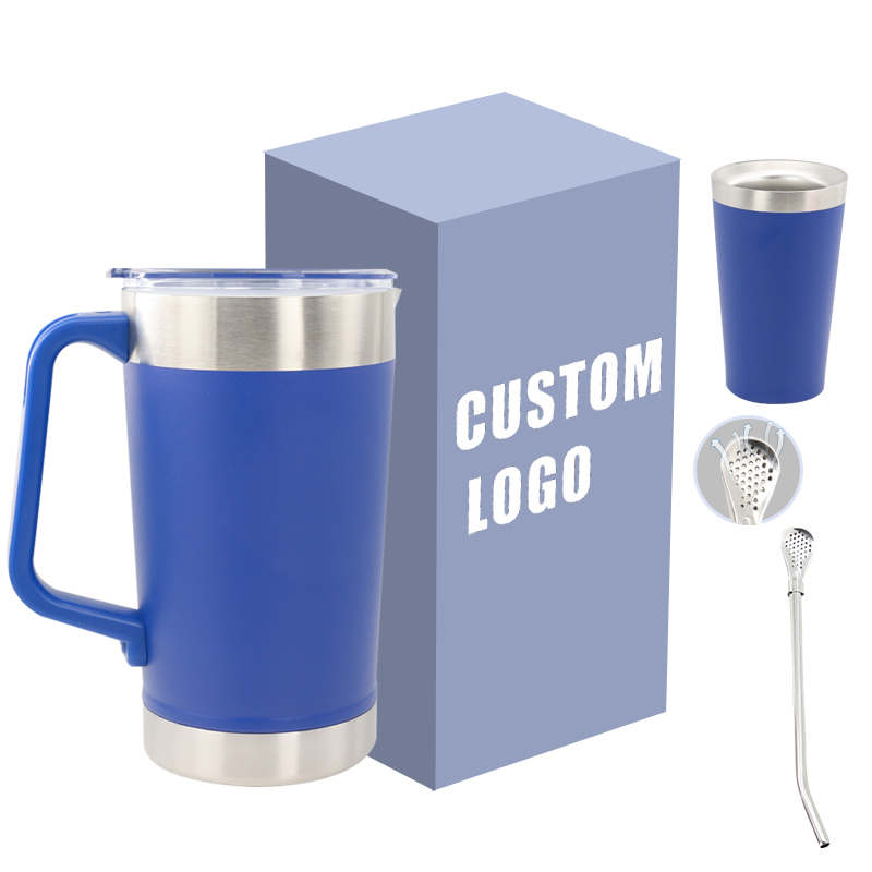 Large-Capacity 304 Stainless Steel Double-Layer Vacuum Insulated Mate Cup with Straw for Business Gifts Cross-Border