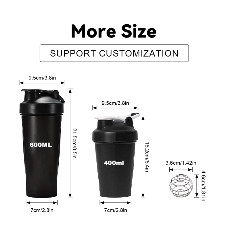 Custom logo 600ml Shaker Water Bottle, Shaker Bottle for Fitness Gym, Protein Bottle, Sports PP Plastic, BPA Free, Sample Free