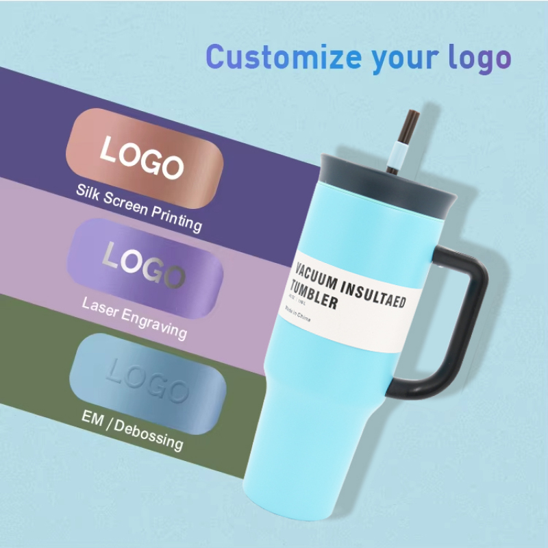 Hot Sale Custom logo 40Oz Vacuum Stainless Steel Cup Tumbler With Handle and Straw