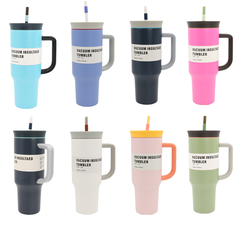 Hot Sale Custom logo 40Oz Vacuum Stainless Steel Cup Tumbler With Handle and Straw