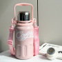 Trendy Coca-Cola Large Capacity Insulated Stainless Steel Cup High-Value Strap Outdoor Portable Water Bottle Modern Hot Item