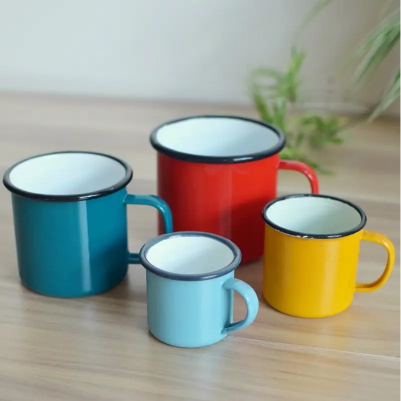 Coocodrink Christmas Gift Use 12 oz 350 ml Personalized Camping Enamel Mugs Cup with Handle Sublimation Steel Enamel Milk Mugs