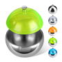 Coocodrink Custom logo 2L Stainless Steel Keep Cold Spherical Ice Bucket with Cover Fruit Tray Double Ice Bucket Hotel KTV Ice Bowl