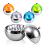 Coocodrink Custom logo 2L Stainless Steel Keep Cold Spherical Ice Bucket with Cover Fruit Tray Double Ice Bucket Hotel KTV Ice Bowl