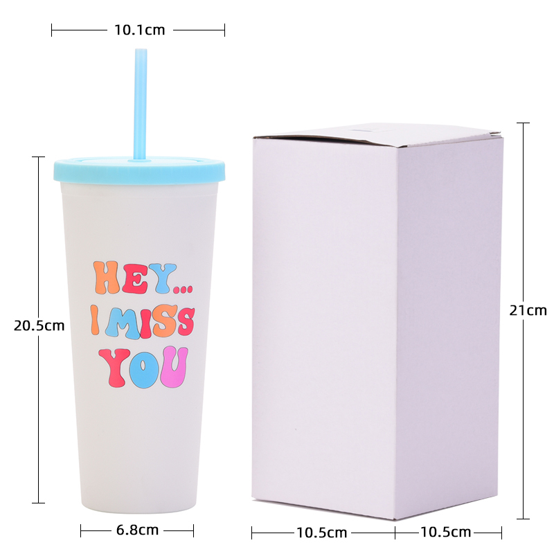 Customized Logo Creative Summer Casual Drink Cup with Fashion Pattern New Double Wall Plastic Tumbler for Coffee & Milk