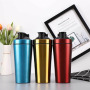 Custom High Quality Reusable Metal Sport Water Bottles Classic Gym Stainless Steel Blender Protein Shaker Bottle