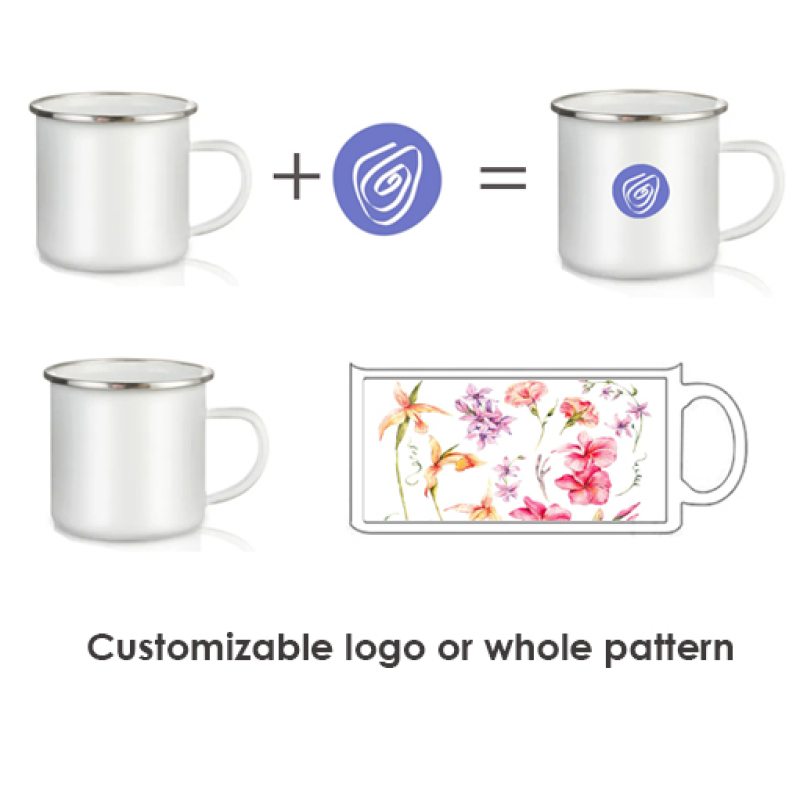 Coocodrink Custom Classic 11/16oz Vintage Printing Logo Enamel Stoneware Customized Ceramic Campfire Coffee Enamel Mugs for Camping Travel