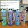 Coocodrink Cartoon Summer Astronaut Coated Water Bottle for Children Portable Strap with Bouncing Lid Straw Direct Drinking PC Plastic Cup