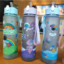 Coocodrink Cartoon Summer Astronaut Coated Water Bottle for Children Portable Strap with Bouncing Lid Straw Direct Drinking PC Plastic Cup