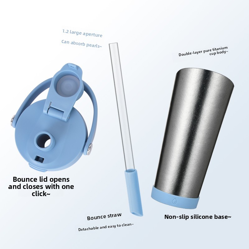New 2025 830ml Pure Titanium Double Wall Vacuum Tumbler-6-12 Hours Thermal Insulation Boiling Water Safe Sleek Flip Lid Handle