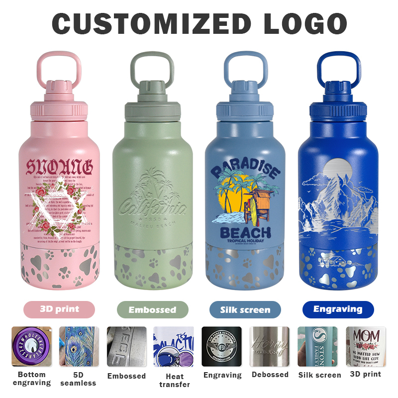 Coocodrink 35oz Portable Dog Water Bottle Dispenser 2 in 1 Hiking Camping Outdoor Insulated Dog Travel Water Bottle with Detachable Bowls