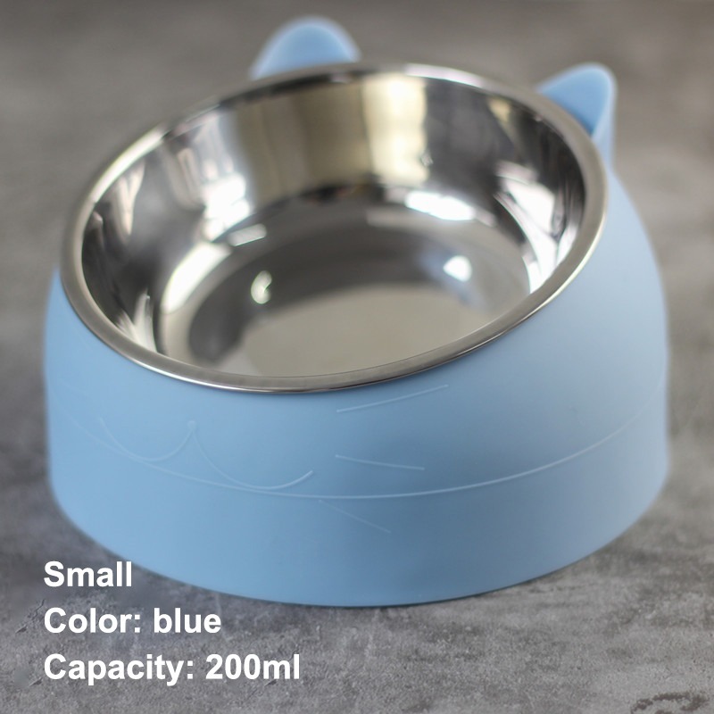Coocodrink Pet Slant Plastic Base Stainless Steel Cat Dog Bowl Set Cute Custom for Small Animals Protect Cervical Spine Dog Pet Bowl