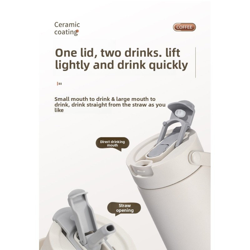 Coocodrink 700ml Ceramic Inner Liner Thermos Eco Friendly Two Drinks Stainless Steel Vacuum Insulated Tumblers with Custom logo