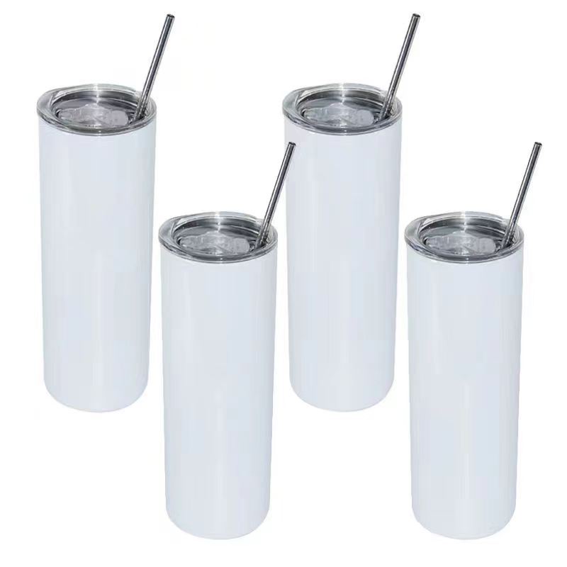 Wholesale 20oZ Double Wall Custom LOGO Sublimation Blank Straight Skinny Stainless Steel Tumbler With Straw and Lid