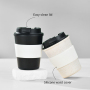 Coocodrink Portable Mini 350ml Double-Layer Wheat Straw Coffee Cup Eco-Friendly On-The-Go Car Cup with Waist Pouch