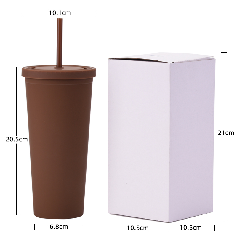 Customized Double-Layer Plastic Straw Cup in Stock Simple Large Capacity Water Tumbler Multi-Color Frosted Casual Cup for Coffee