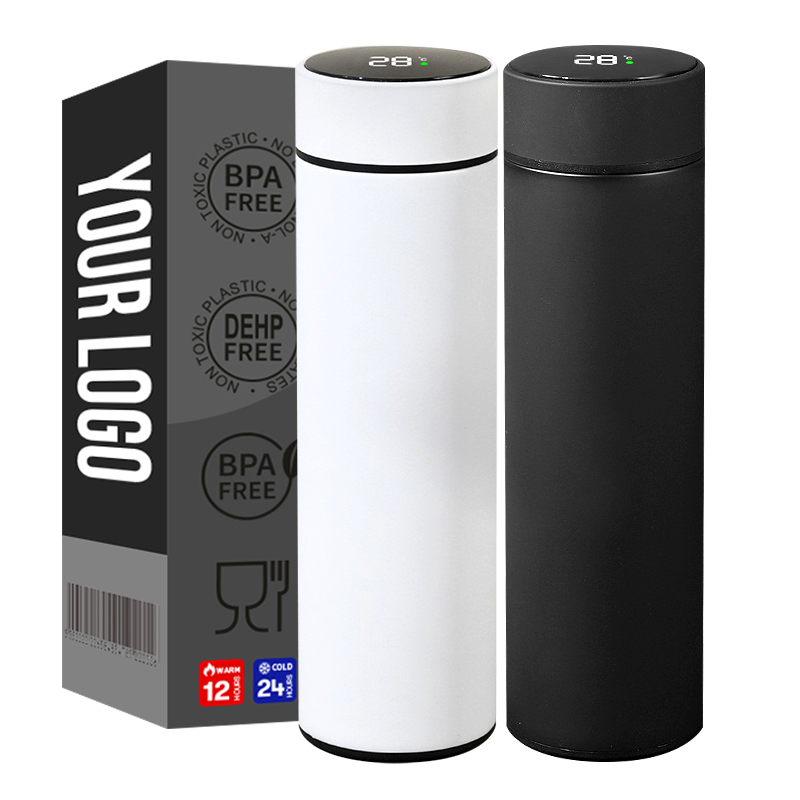Coocodrink Hot Sales 500ml Smart LED Temperature Display Stainless Steel Water Bottle Vacuum Flask with Digital Lid